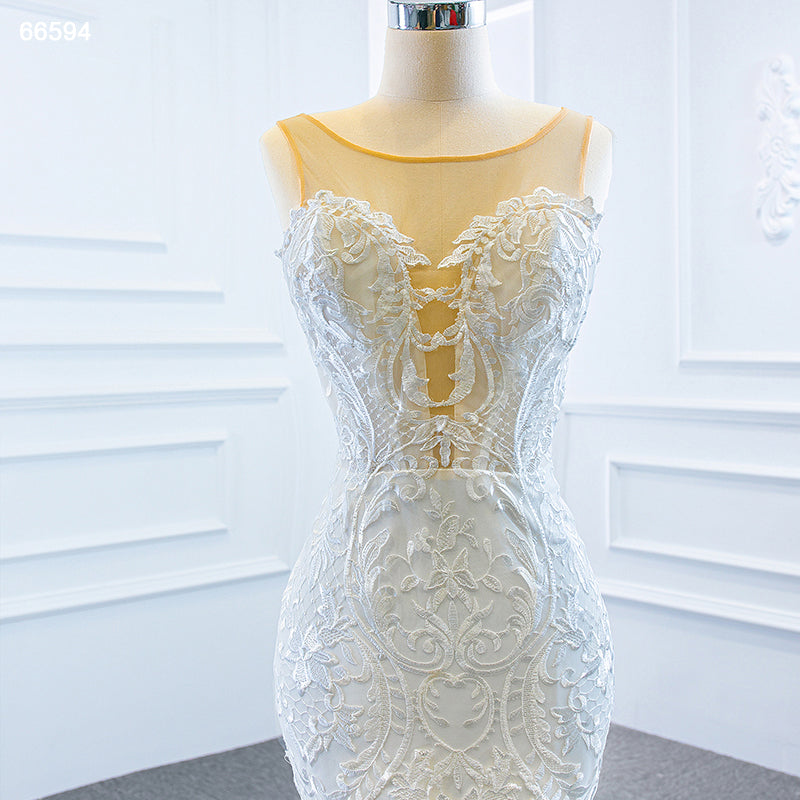lace wedding dresses with detachable shawl sweetheart rhinestone mermaid wedding dresses - Image 6