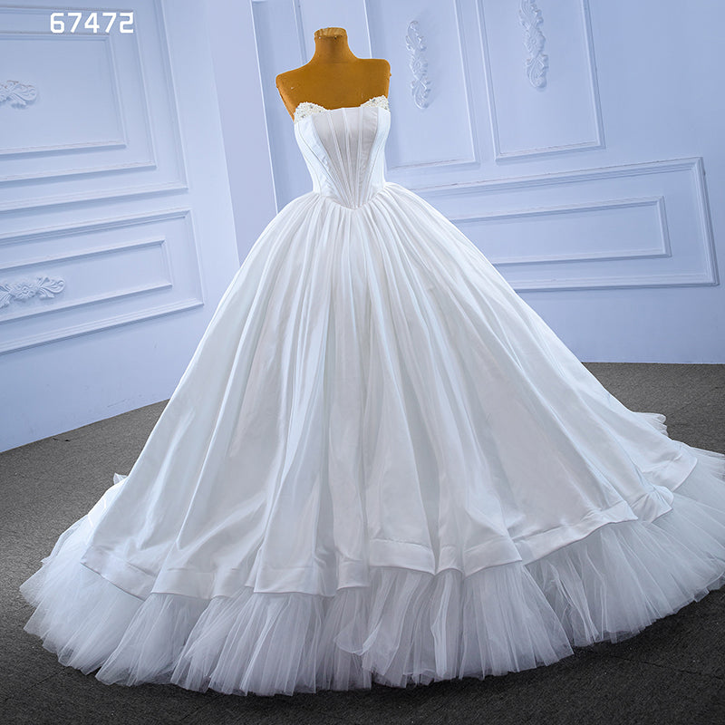 Luxury Wedding Dress Vintage Satin Tube Top Sexy Ladies Dresses