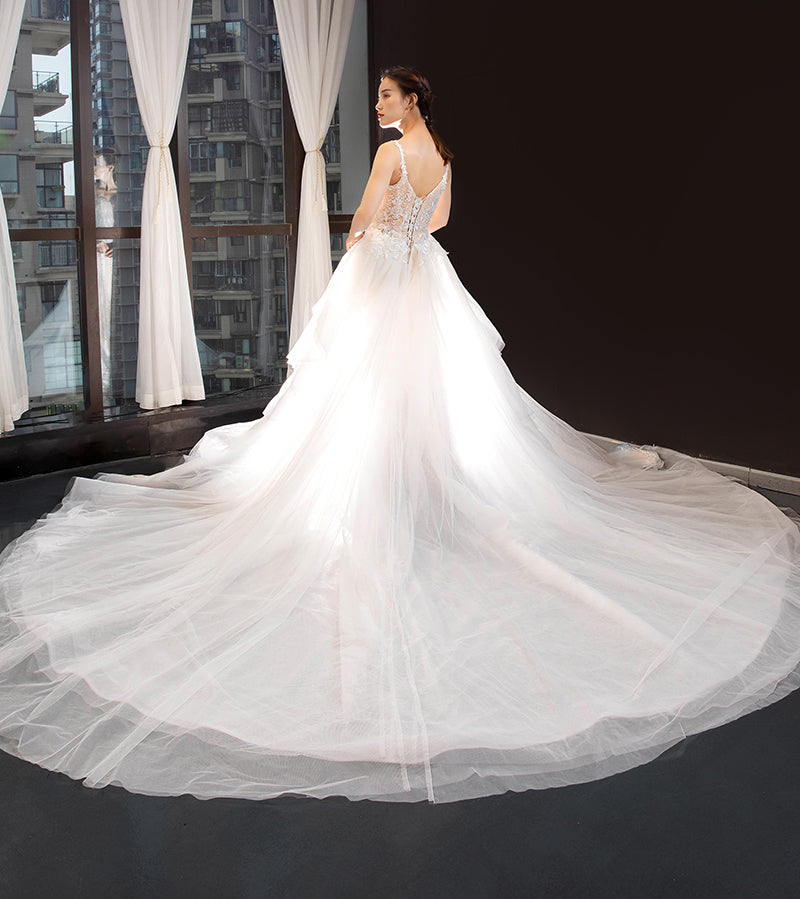 3d lace applique bridal wedding dress bridal gown mermaid wedding dress with detachable train