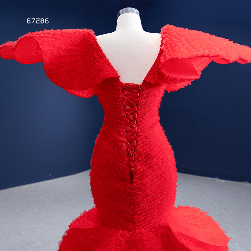 Women Elegant Mermaid Red Women Fashion Evening Dress - Image 6