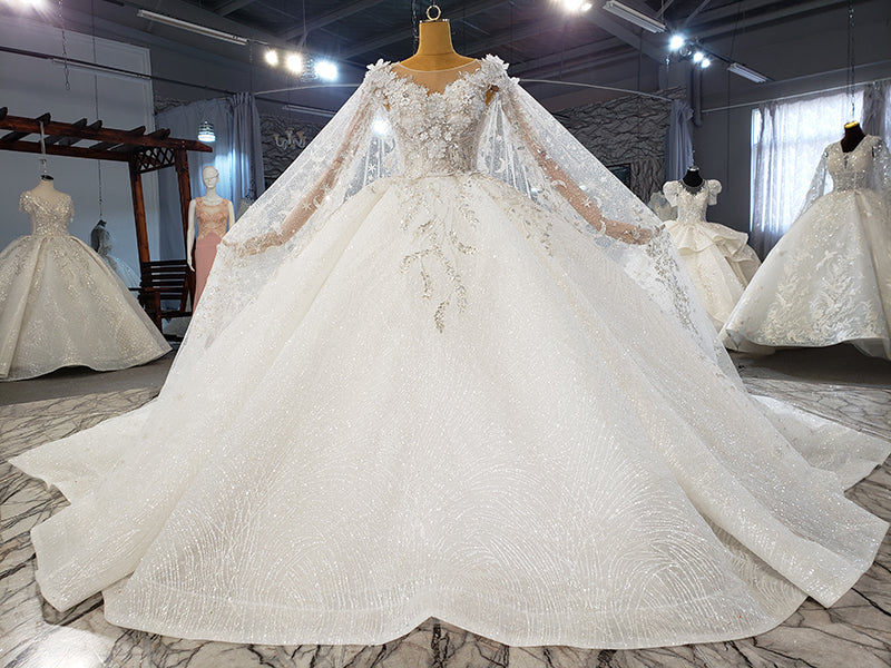 Luxury 3D Flower Elegant Bridal Ball Gown Wedding Dresses - Image 4