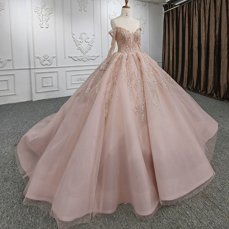 Luxury V Neck Long Sleeve Formal Prom Sexy Evening Dress