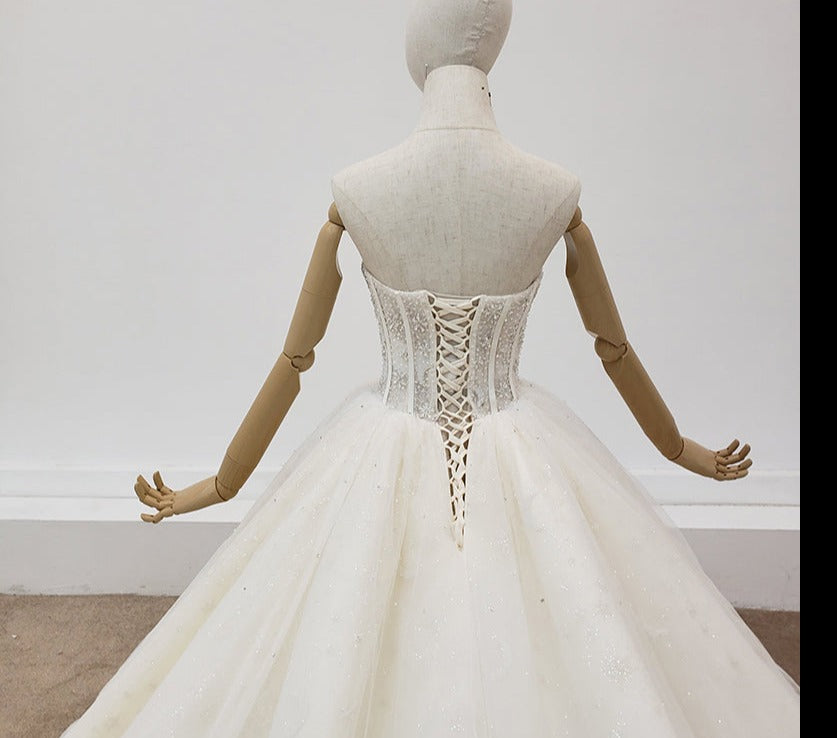 High Quality Embroidered Off Shoulder Princess With Hat Cape Wedding Dress - Image 7