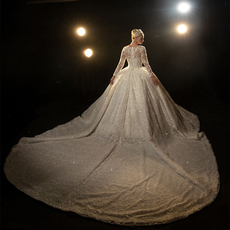 Ball Gown Princess Long Sleeve Beautiful Lace Beading Bridal Dresses - Image 6