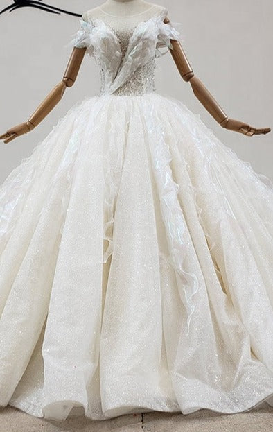 Luxury Women Elegant Diamond Beading Wedding Dress Ball Gown - Image 2