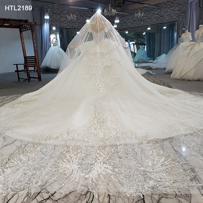 luxurious Vestidos De Novia Lace Sequin Long Wedding Dress Bridal Gown - Image 5
