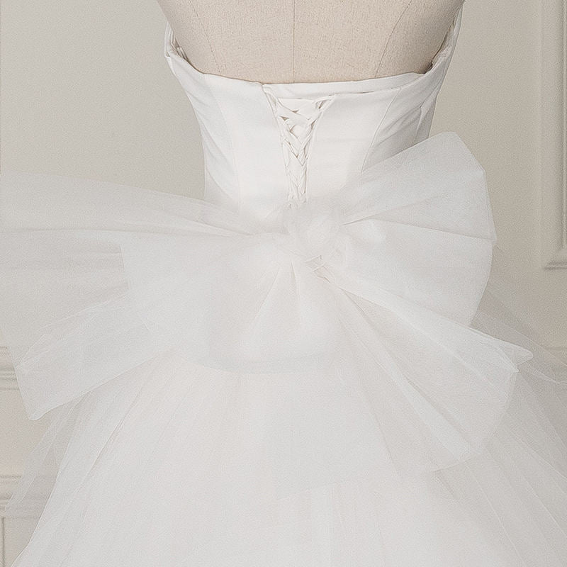 Modern Strapless Mermaid Satin Bow As Floor Wedding Dresses - Image 3