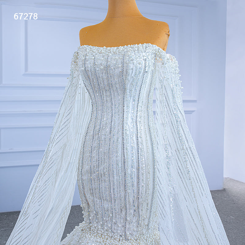 Ladies Fashion Off Shoulder Heavy Beading Mermaid Wedding Dress - Image 5