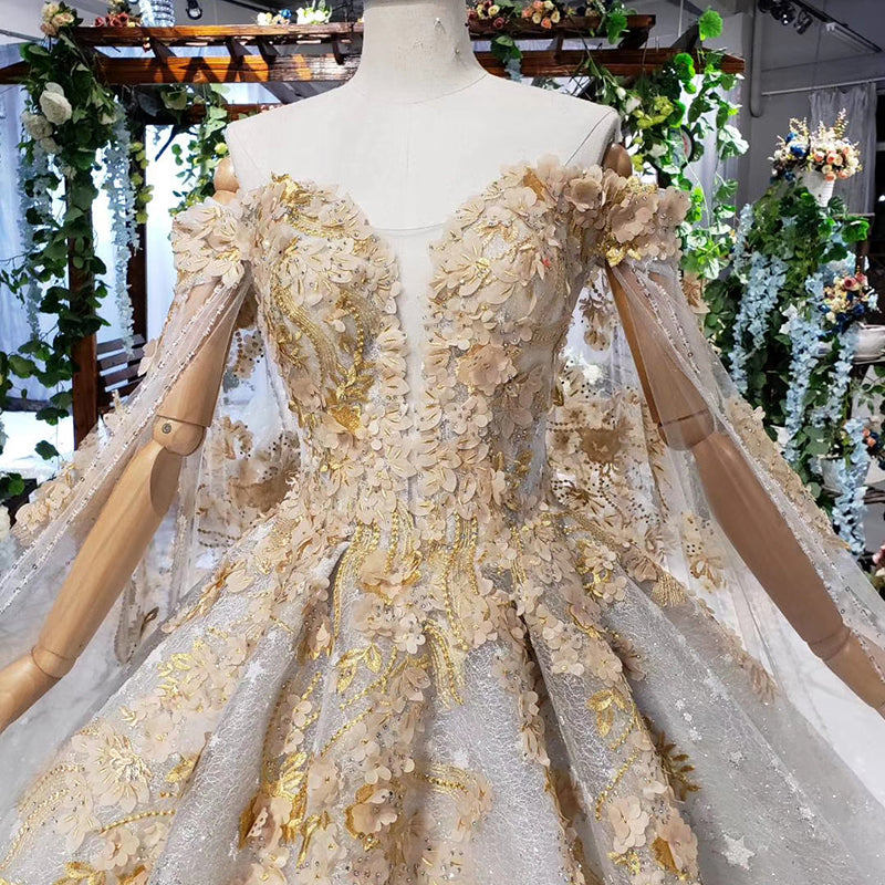 Luxurious Lace Illusion Off Shoulder Wedding Dress Bridal Gown - Image 6