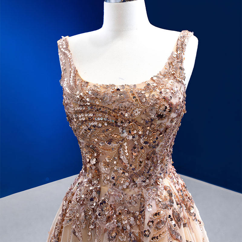 Ladies Lace Sequin Ball Gown Elegant Off Shoulder Evening Dress - Image 5