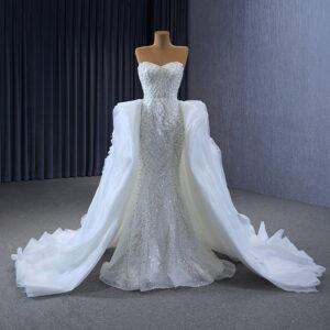 Classic Sweetheart Mermaid Style Fully Beaded Handmade Detachable Two-Wear Mermaid Wedding Dress