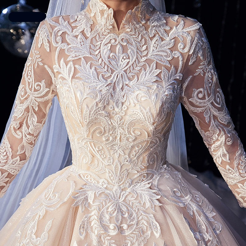 High Quality Princess Luxury Long Sleeve Wedding Dress Bridal Gown - Image 5