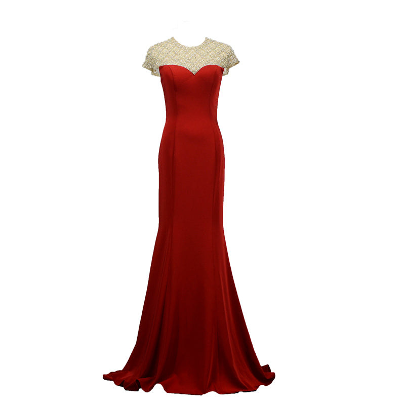 Ladies New Elegant Sequined Tight-Fitting Red Mermaid Evening Dress - Image 8