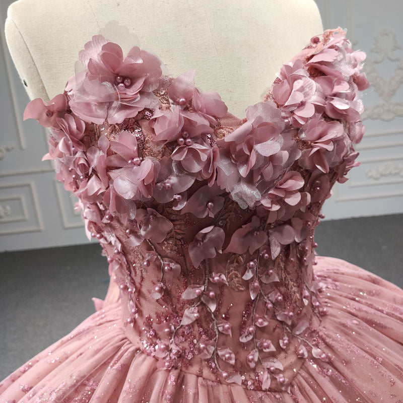 Luxury Flower Ball Gown Bridal Long Evening Dresses For Women