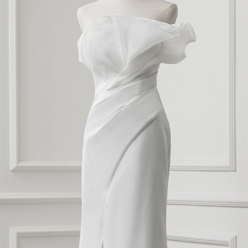 Mermaid Satin Sweep Train Sleeveless Wedding Dress - Image 3
