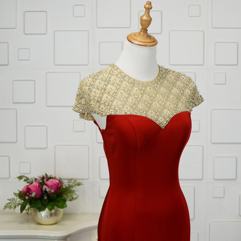 Ladies New Elegant Sequined Tight-Fitting Red Mermaid Evening Dress - Image 7