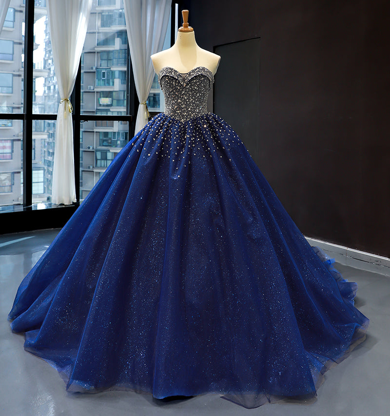 elegant beaded sweetheart ball gown navy lace latest evening gowns luxury prom dress women long evening dress formal