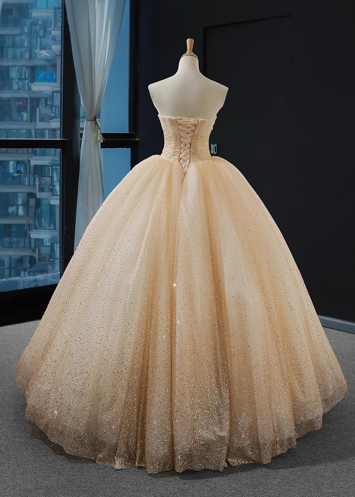 sweetheart long evening dress quinceanera dresses ball gown heavy beaded evening dresses - Image 4
