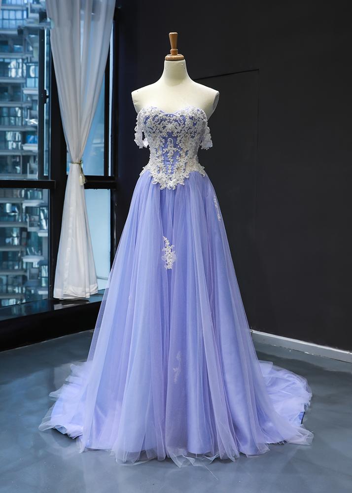 sweetheart neck evening dresses luxury purple ladies party dress ball gown dress