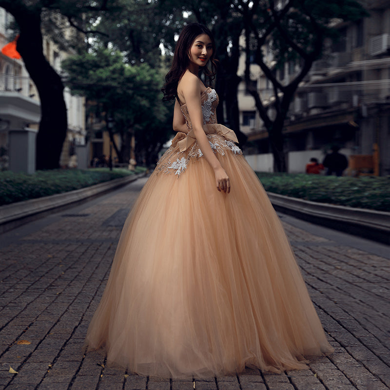 sweetheart dress long gown applique lace sexy flower pattern dress evening gown - Image 6