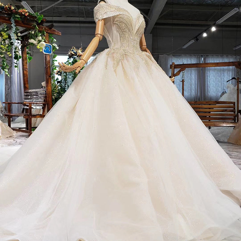 v-neck lace bridal gown lace up wedding dresses - Image 4