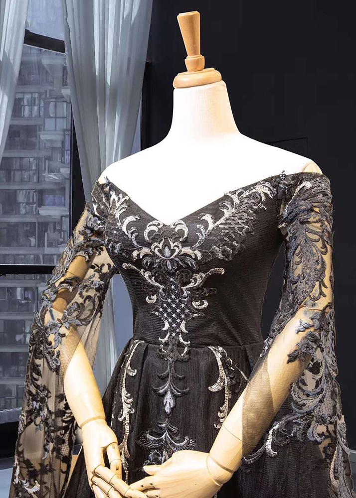 Black Prom Dress Evening Dresses 2019 Party Wear Gowns for Ladies V Neck Women Dresses - Image 3