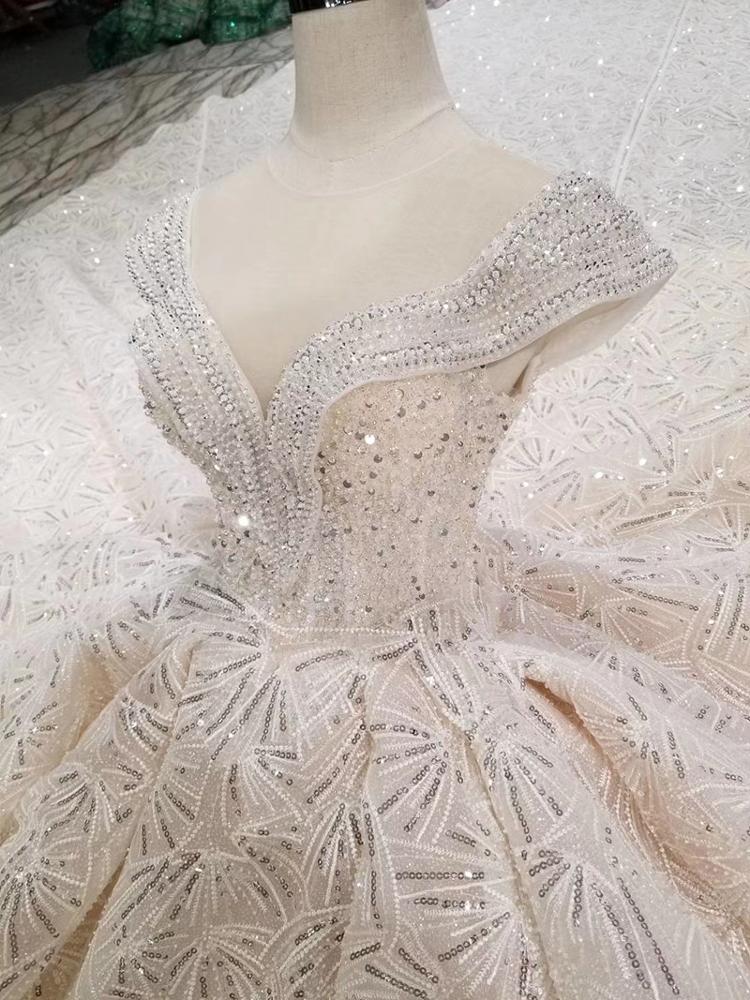 real high quality sexy deep v neck keyhole back wedding dress bridal gown - Image 4