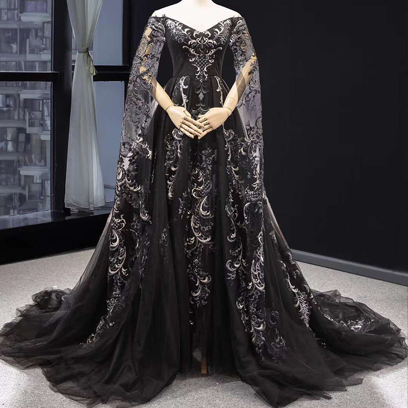 Black Prom Dress Evening Dresses 2019 Party Wear Gowns for Ladies V Neck Women Dresses