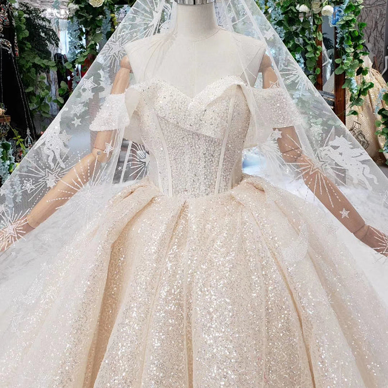 luxurious pleat wedding gowns long train - Image 4