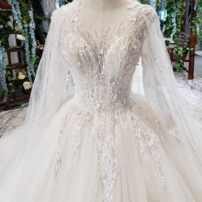 beading rhinestone wedding dress with detachable shawl