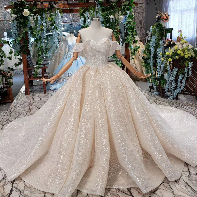 luxurious pleat wedding gowns long train - Image 7