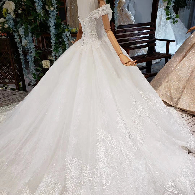 boat neck princess bride dress ball gown wedding dresses - Image 8