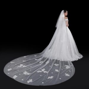 one layer lace bridal veils wedding