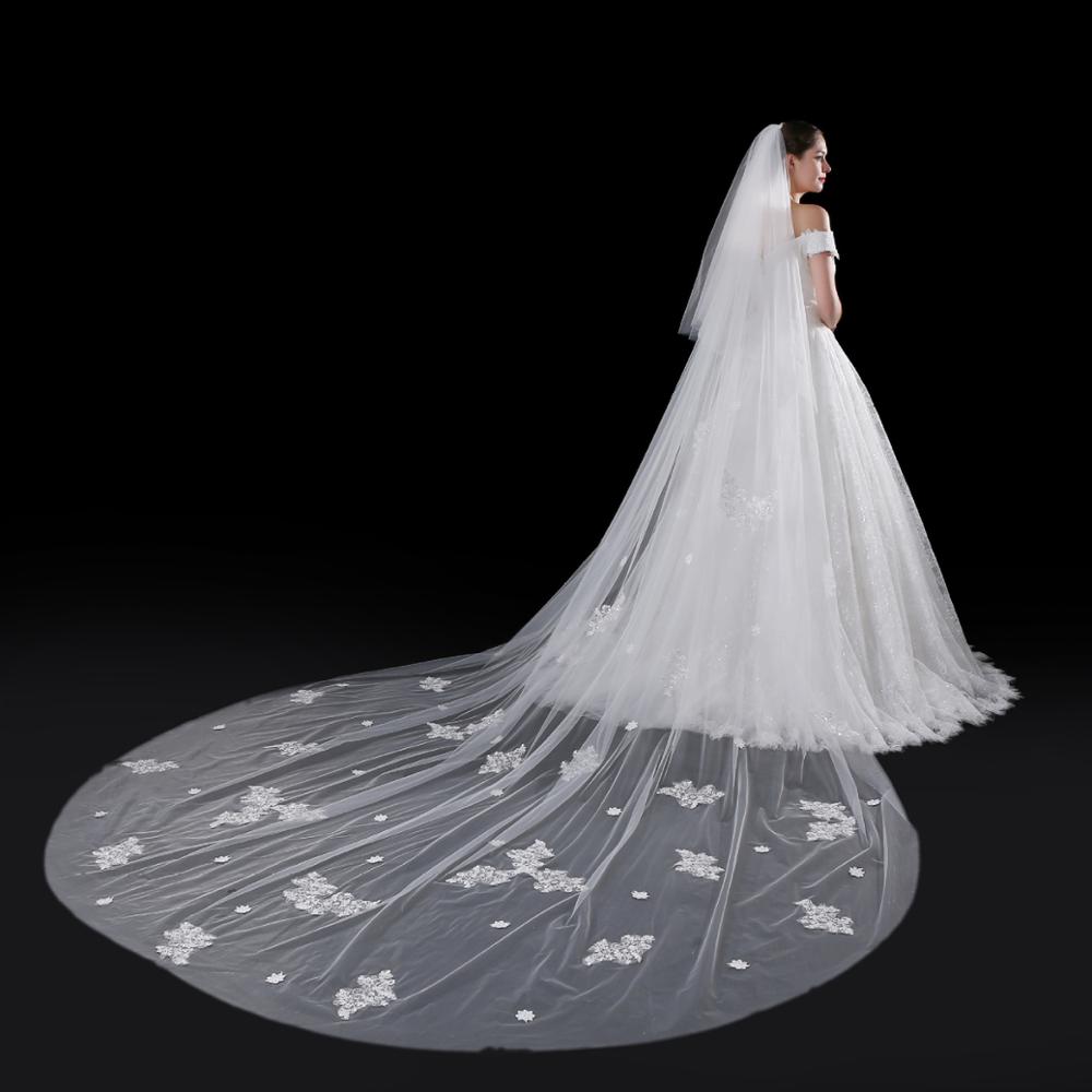 one layer lace bridal veils wedding