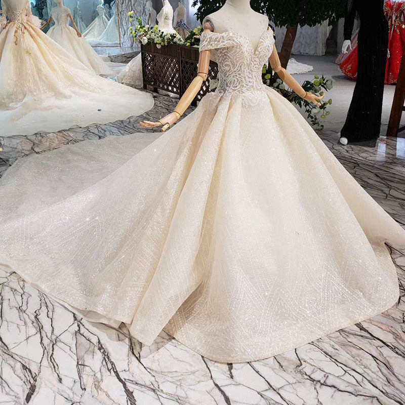 real off shoulder lace wedding dress