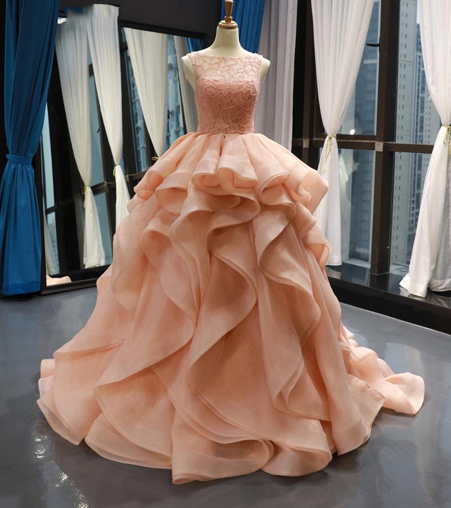 luxury wedding dresses white saree ruffled organza wedding dress - Image 2