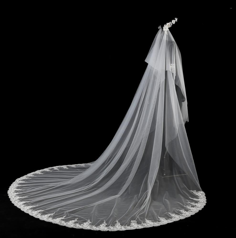 popular lace wedding long bridal veils