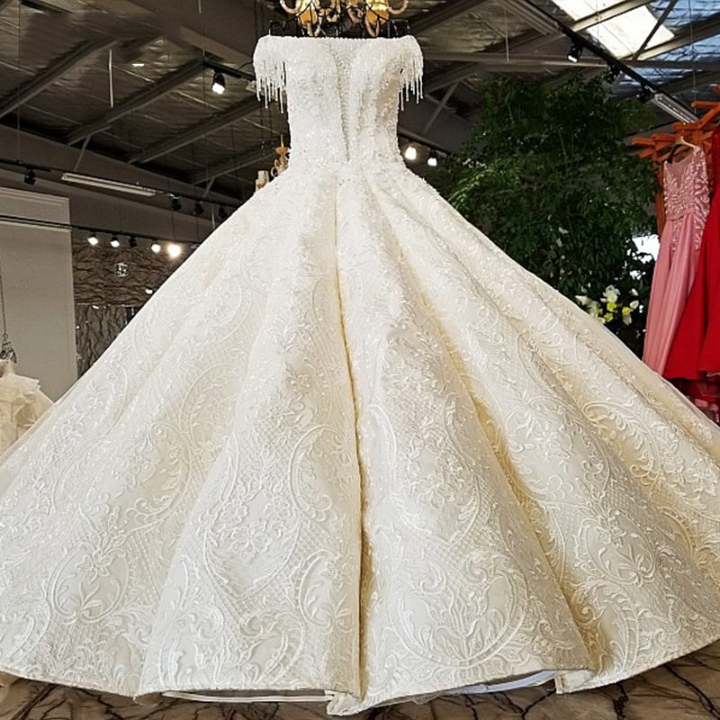 bohemian wedding gowns little train white wedding dress - Image 2