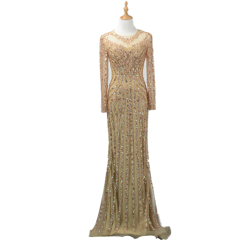 hot selling golden sequin party prom dress vestidos de fiesta evening dress