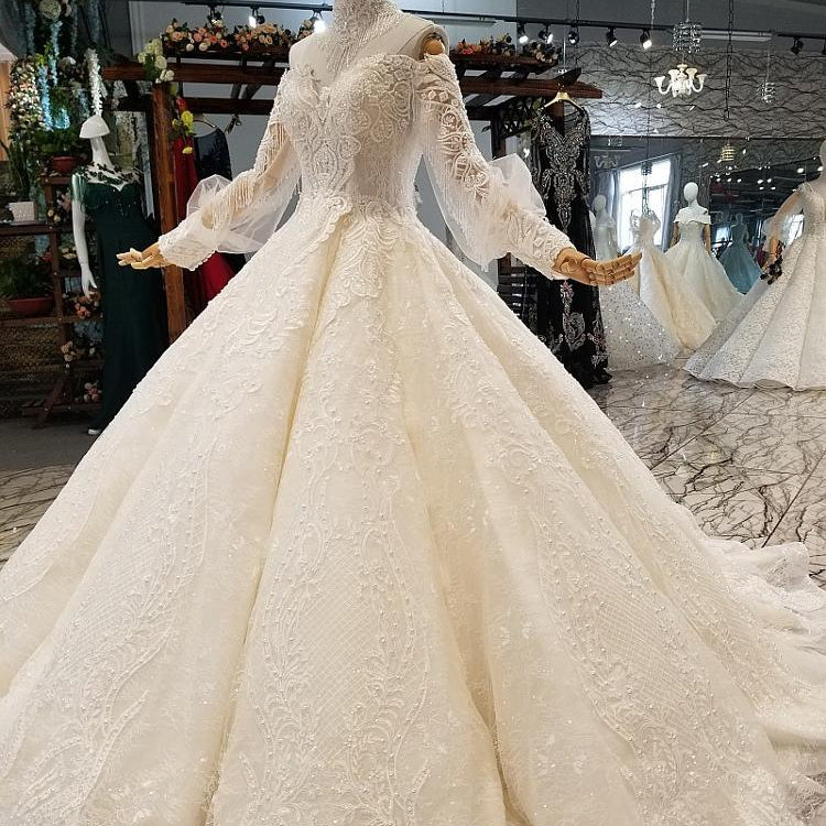 real elegant sweetheart off shoulder long sleeves dress luxury crystal ball dress party gown