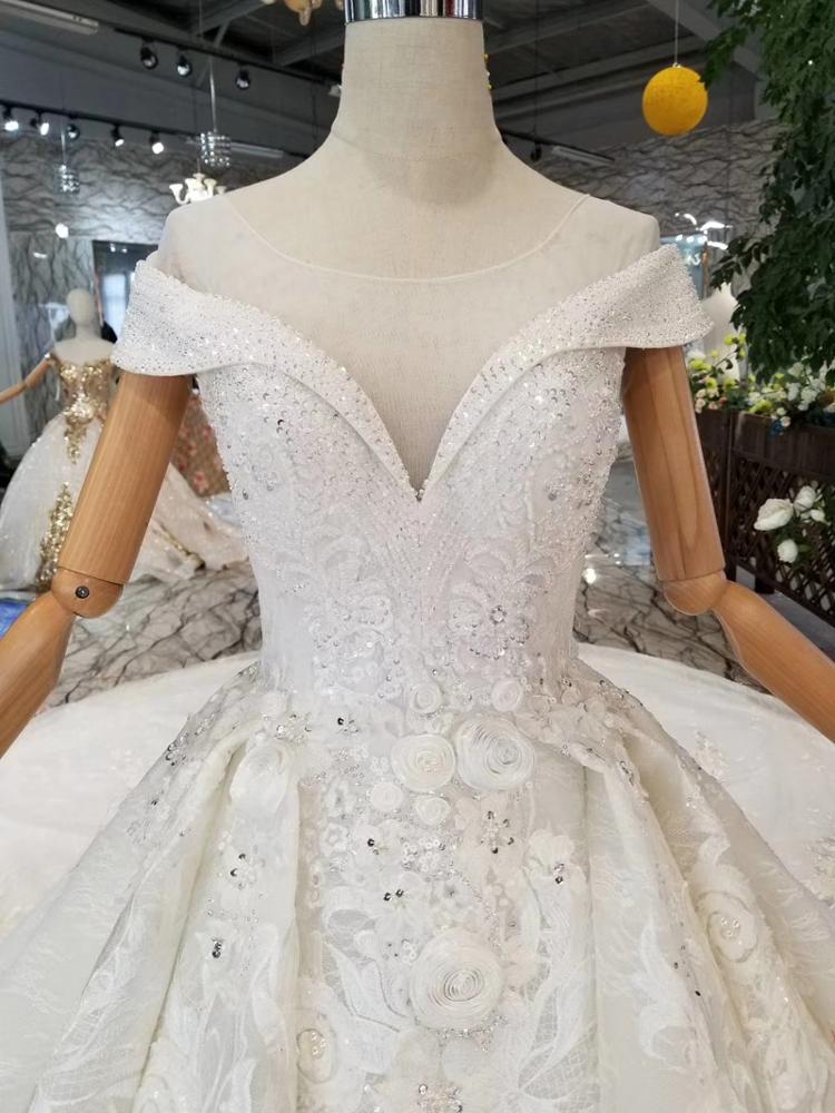 wedding dress short sleeves ball gowns with long veil - Image 4