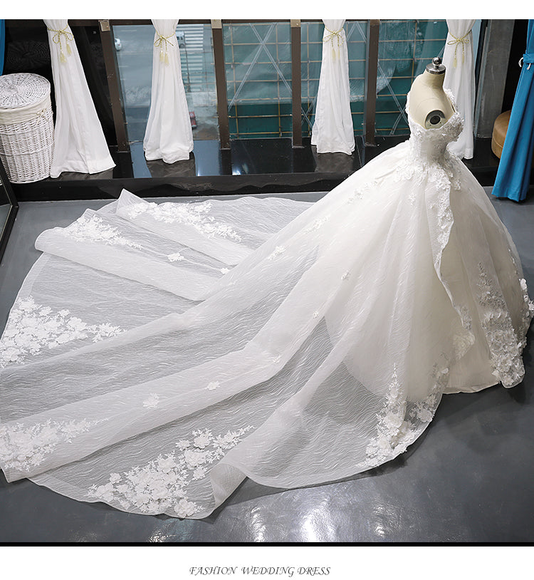 ivory off shoulder elegant white lace gowns bride dress luxury ball gown wedding dresses