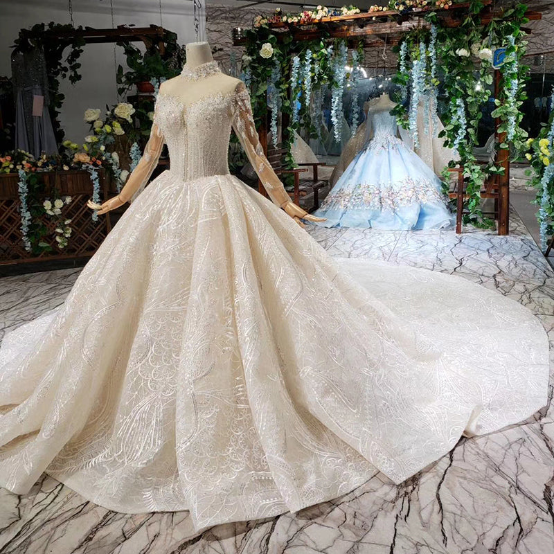 Modern Sweetheart Wedding Gown High Neck Bride Dresses