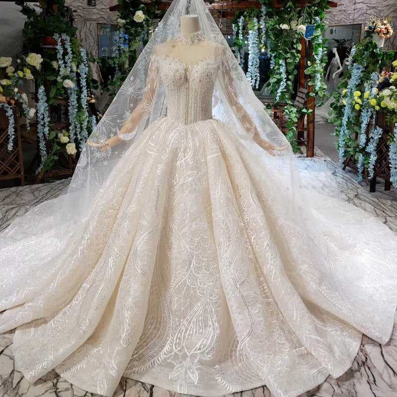 Modern Sweetheart Wedding Gown High Neck Bride Dresses - Image 7