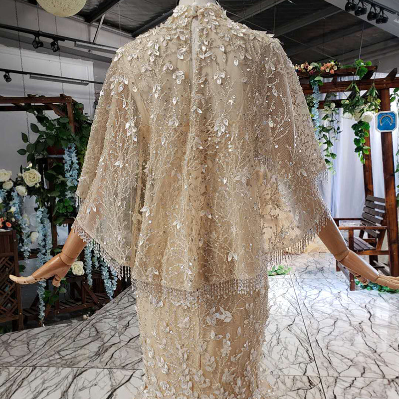 Crystal Design Champagne Prom Dress Mermaid Wedding Dresses - Image 6