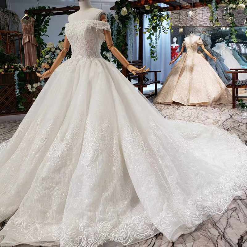 boat neck princess bride dress ball gown wedding dresses