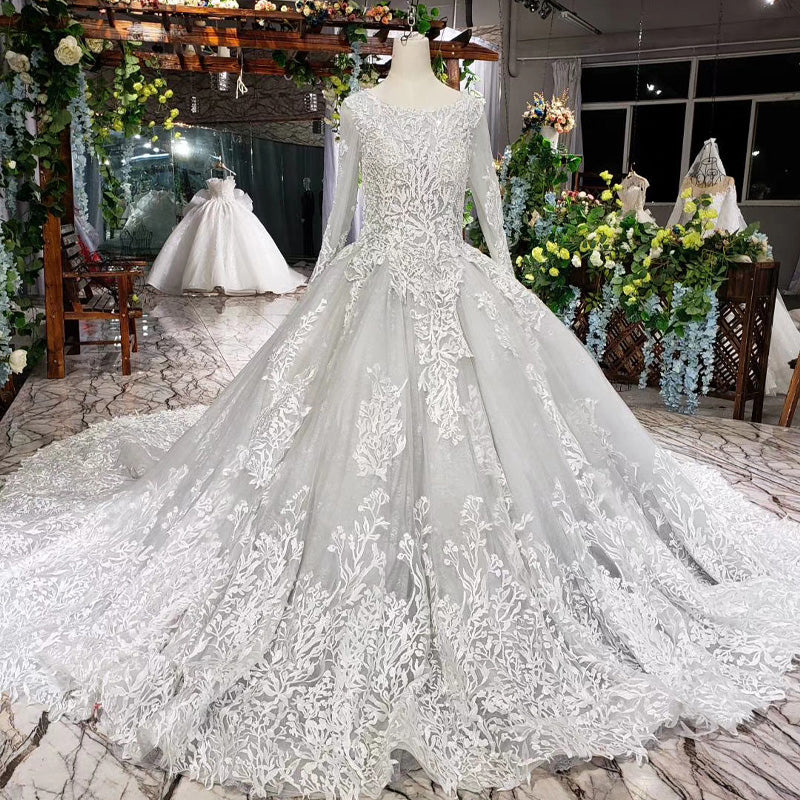 heavy applique pattern high quality wedding dress bridal gown - Image 4