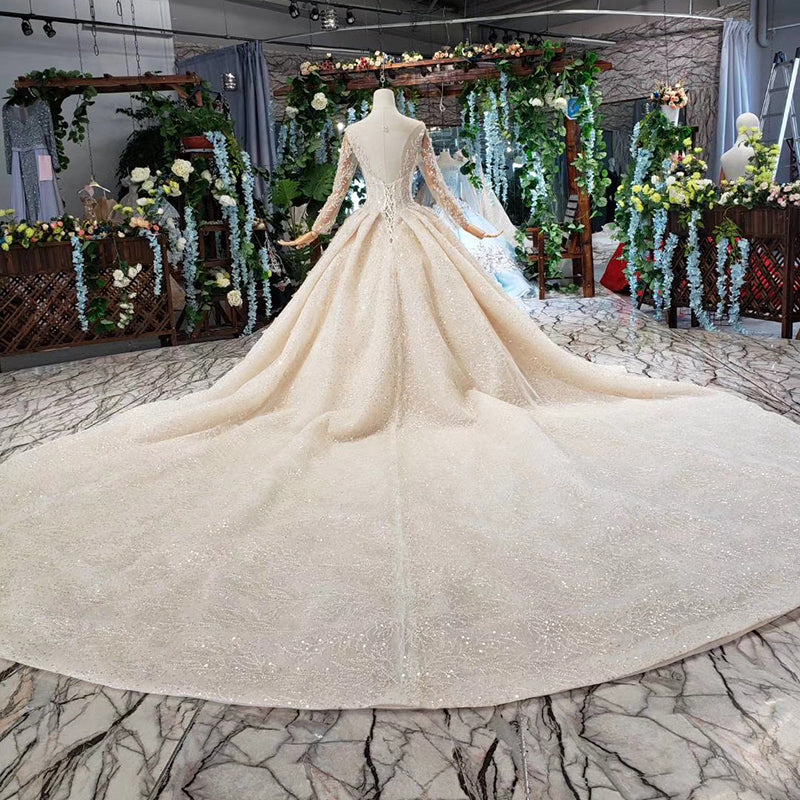 Long Sleeve Bridal Gown Lace Wedding Dress Ball Gown - Image 8