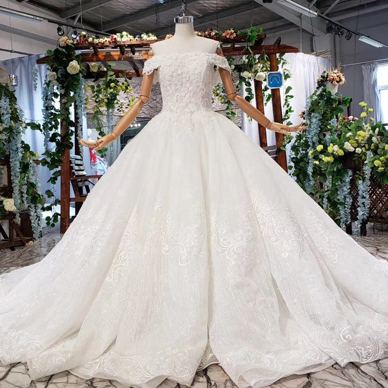 boat neck princess bride dress ball gown wedding dresses - Image 4
