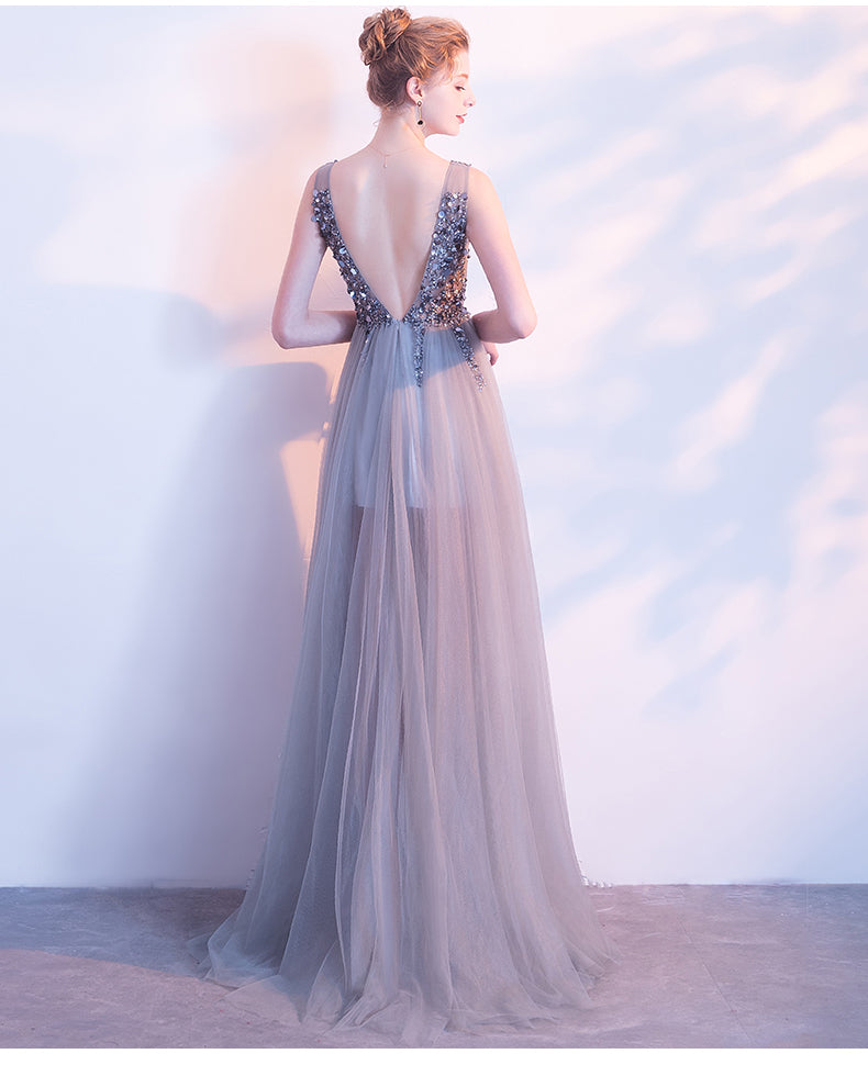 v neck appliques china custom made long prom evening gown dress - Image 5